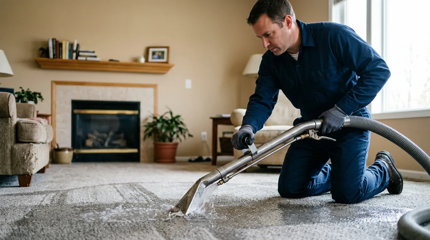 Water damage restoration technician working near Sykesville, PA